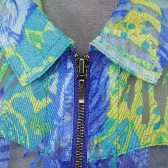 Coldwater Creek Jacket Womens 10 Blue Green Sheer Mesh Zip Lightweight Whimsy - Picture 11 of 15